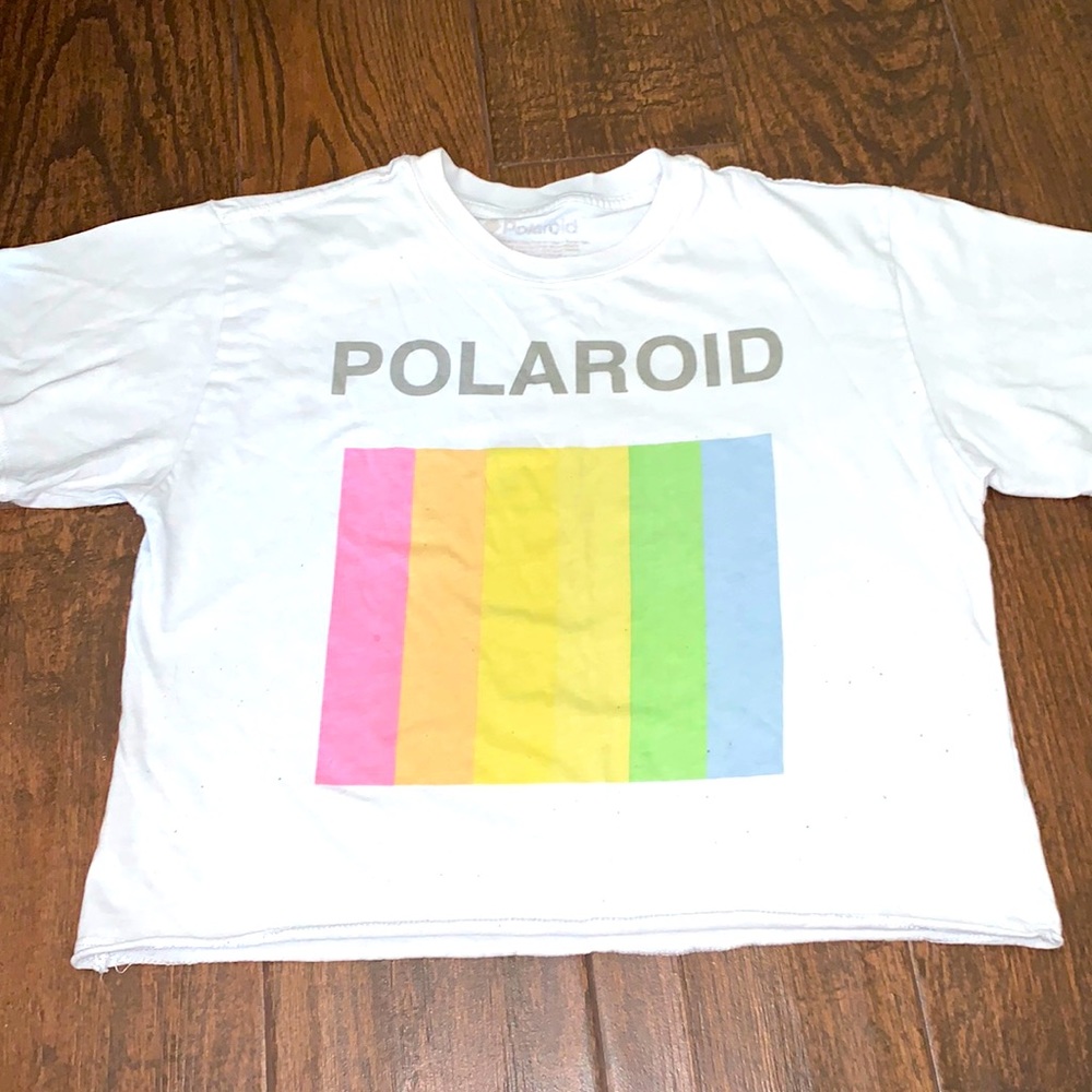 White/rainbow Polaroid shirt